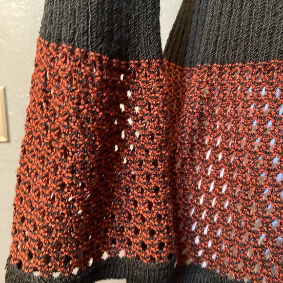 SAPPHIRE Black and Rust Long Sleeve Tie Front Bell Sleeve Cardigan - Picture 15 of 16